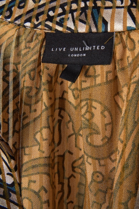 LIVE UNLIMITED LONDON - delikatna bluzka motyw paisley złoty połysk - XL