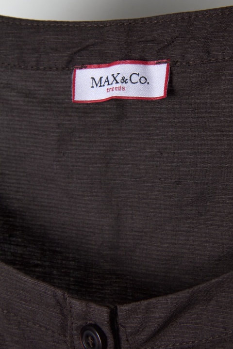 MAX&Co. - minimalistyczna sukienka kolor gorzkiej czekolady bawełna len 36