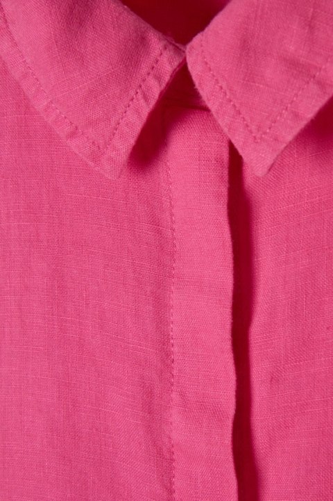 MARKS&SPENCER bluzka koszulowa szlachetny len energetyczna magenta L