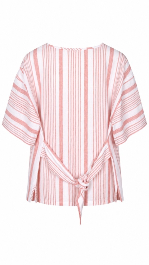 MARKS&SPENCER mięciutka bluzka lniana coral mix 42