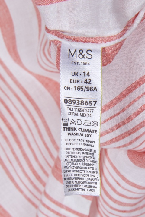 MARKS&SPENCER mięciutka bluzka lniana coral mix 42