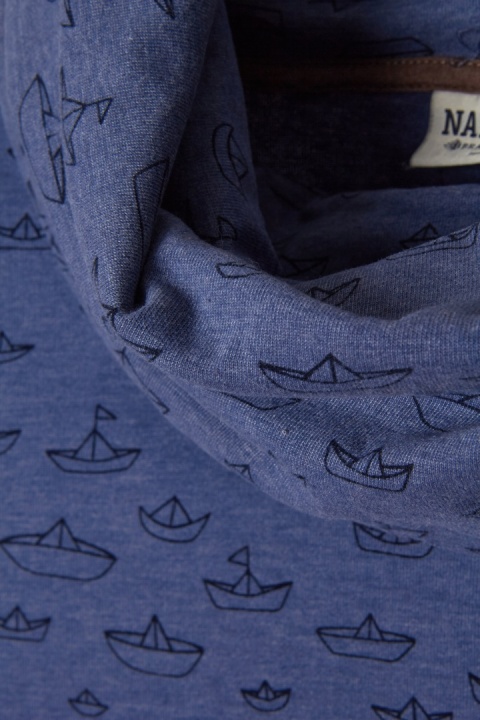 NAKETANO - mięciutka bluza motyw marine papierowe łódeczki otulacz komin S
