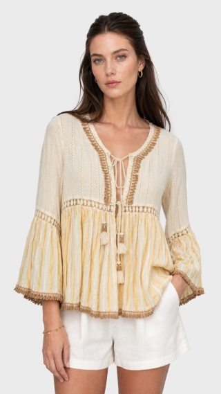 NJ COUTURE śliczna bluzka koszulowa tunika boho S/M