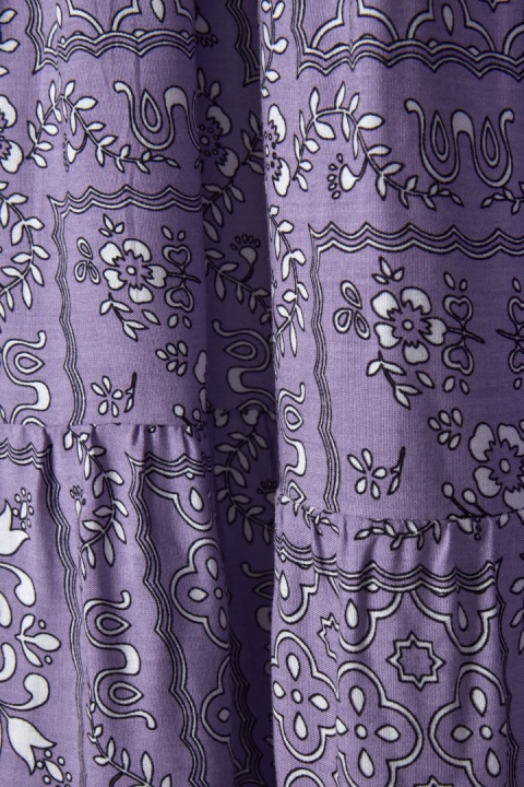 Niespotykana spódnica piękny lawendowy kolor wiskoza wzór patchwork - M