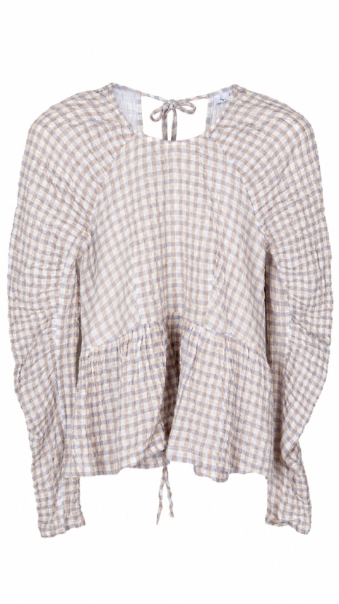 TOPSHOP - śliczna pastelowa bluzka z falbaną odkryte plecy - S