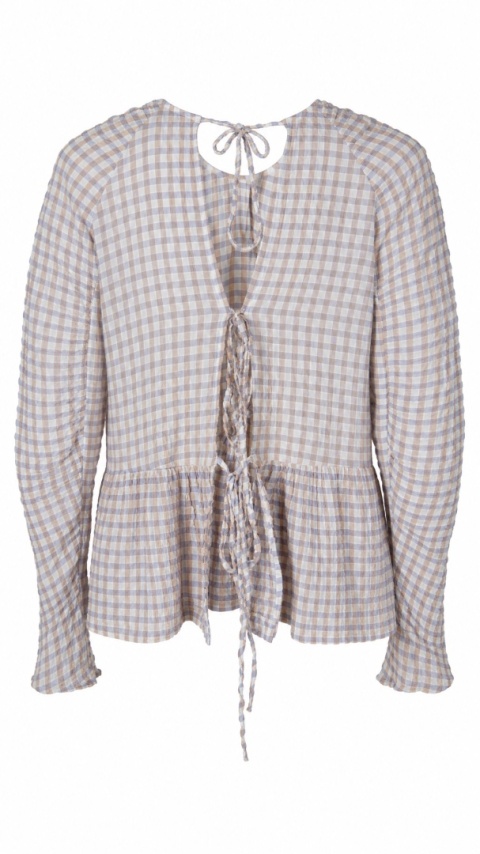 TOPSHOP - śliczna pastelowa bluzka z falbaną odkryte plecy - S