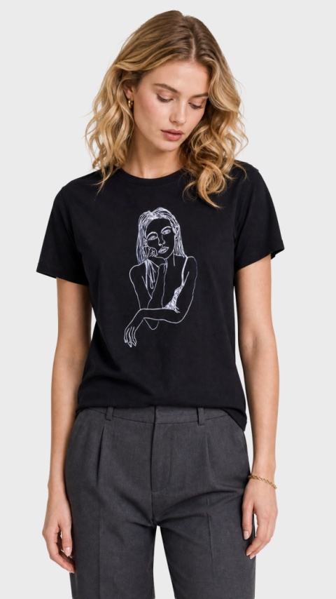 TOPSHOP - wyszukana bluzka motyw twarzy haftowana bawełna - S