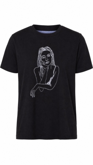 TOPSHOP - wyszukana bluzka motyw twarzy haftowana bawełna - S