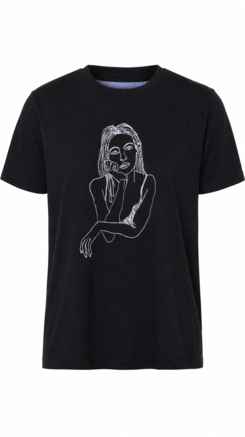 TOPSHOP - wyszukana bluzka motyw twarzy haftowana bawełna - S