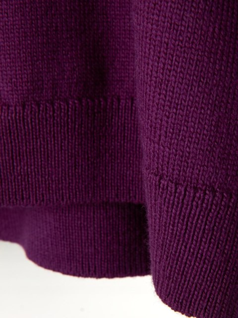 ANNETTE GORTZ mięciutki sweter wełna merynosa jagodowy kolor oversize M