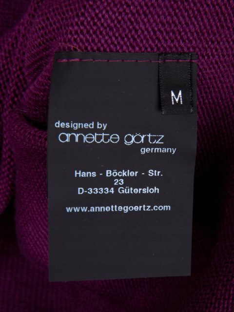 ANNETTE GORTZ mięciutki sweter wełna merynosa jagodowy kolor oversize M