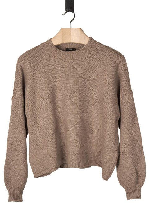 C&A sweter z domieszką wełny oversize piękny splot kakaowy kolor L