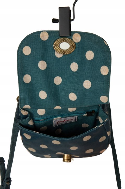 CATH KIDSTON mała turkusowa torebka w groszki matowa bawełna powlekana