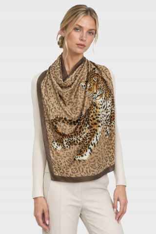 CODELLO niepowtarzalna apaszka jedwab piękny brąz leopard