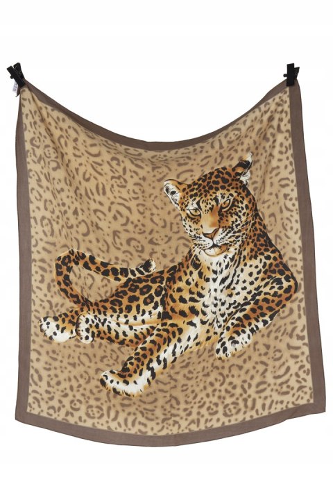 CODELLO niepowtarzalna apaszka jedwab piękny brąz leopard