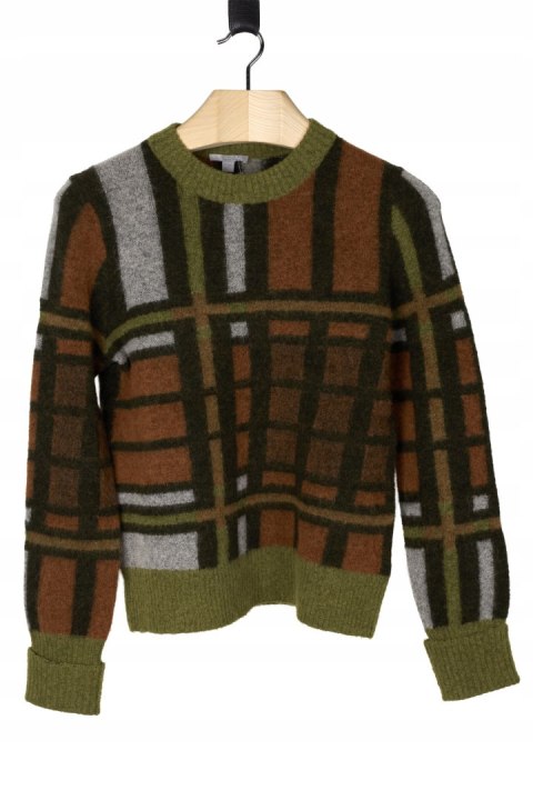 COS nieszablonowy sweter wielokolorowa kratka alpaka wełna S