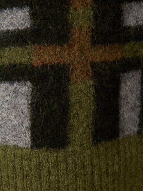 COS nieszablonowy sweter wielokolorowa kratka alpaka wełna S