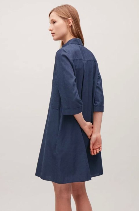 COS sukienka koszulowa z kieszeniami bawełna denim luźny krój 44