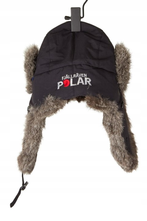 FJALLRAVEN POLAR ciepła mięciutka czapka z naturalnym futerkiem królika M