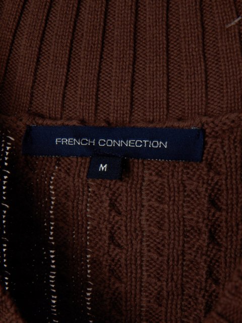 FRENCH CONNECTION mięciutki sweter kamizelka bawełna mleczna czekolada M/L