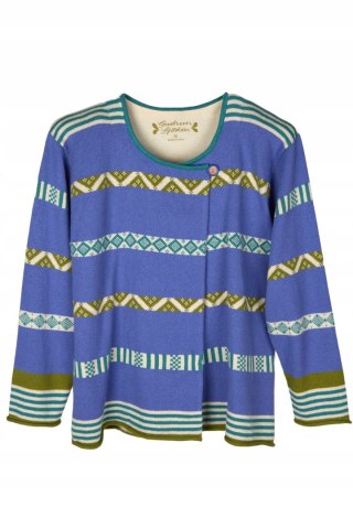 GUDRUN SJODEN ponadczasowy sweter bawełna wełna luźny krój piękny wzór M/L