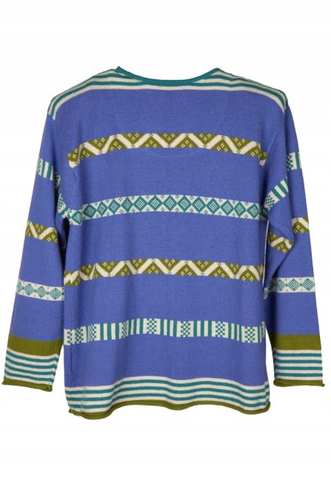 GUDRUN SJODEN ponadczasowy sweter bawełna wełna luźny krój piękny wzór M/L