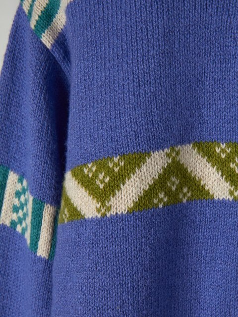 GUDRUN SJODEN ponadczasowy sweter bawełna wełna luźny krój piękny wzór M/L