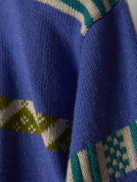 GUDRUN SJODEN ponadczasowy sweter bawełna wełna luźny krój piękny wzór M/L
