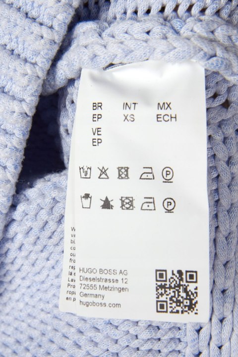 HUGO BOSS fenomenalny sweter połyskliwa wiskoza pastelowy błękit XS