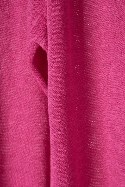 KOKOMARINA mięciutka francuska bluzka len dzianina energetyczna magenta S/M