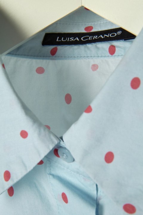 LUISA CERANO śliczna bluzka koszulowa bawełna drobne groszki oversize 38