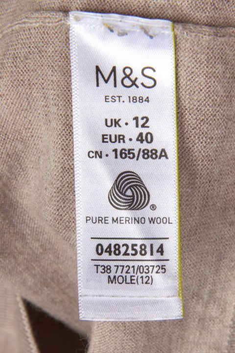 MARKS&SPENCER mięciutki sweter pure wełna merynosa kolor mole 40
