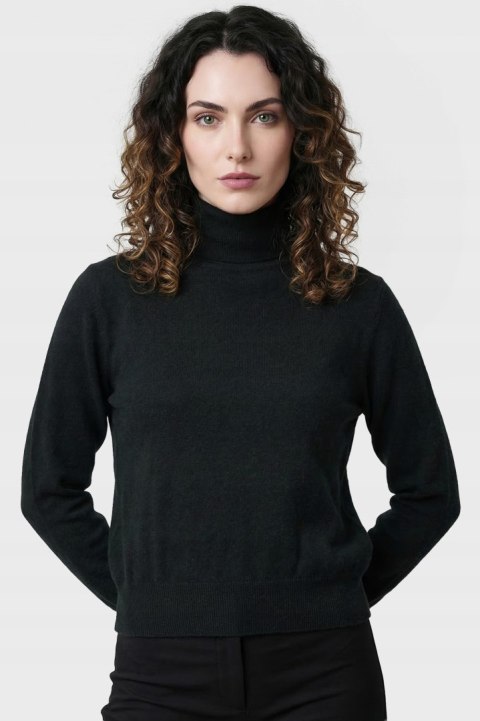 MASSIMO DUTTI mięciutki sweter wełna kaszmir ciemna butelkowa zieleń S