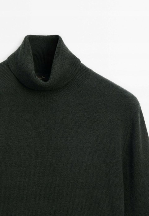 MASSIMO DUTTI mięciutki sweter wełna kaszmir ciemna butelkowa zieleń S