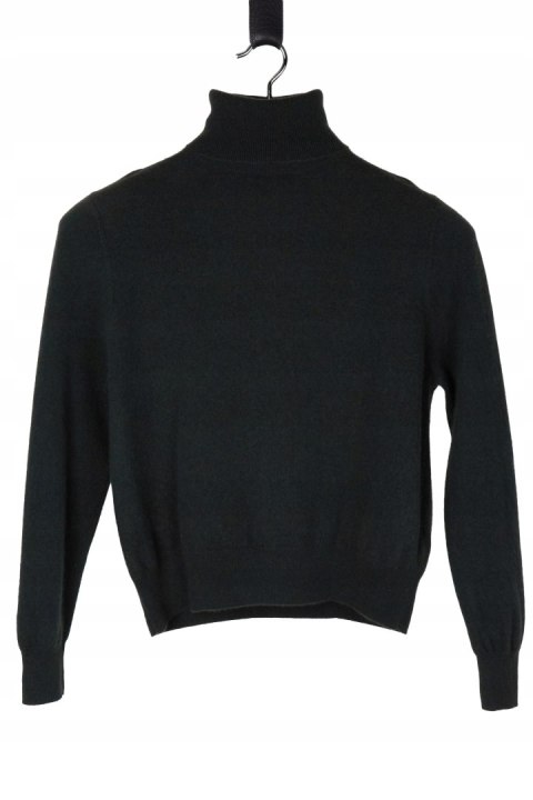 MASSIMO DUTTI mięciutki sweter wełna kaszmir ciemna butelkowa zieleń S