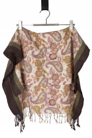 MINT mięciutki szal wełna wzór paisley pastelowe kolory