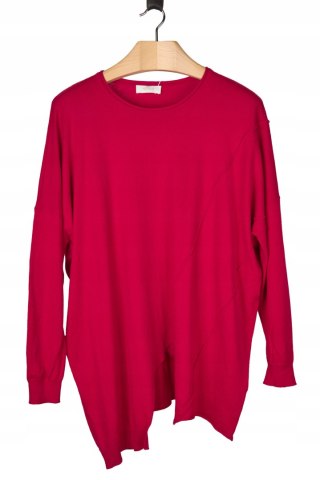 NOEN ponadczasowy sweter tunika bawełna piękna czerwień oversize 44