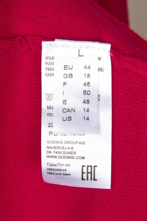 NOEN ponadczasowy sweter tunika bawełna piękna czerwień oversize 44