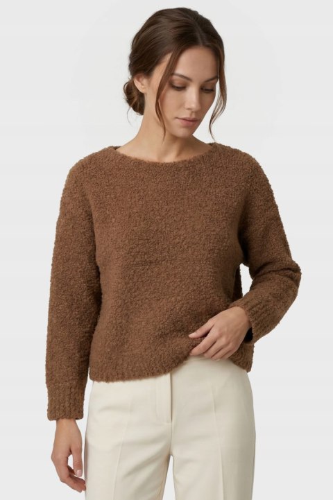 Niepowtarzalny mięciutki włoski sweter boucle z domieszką wełny one size