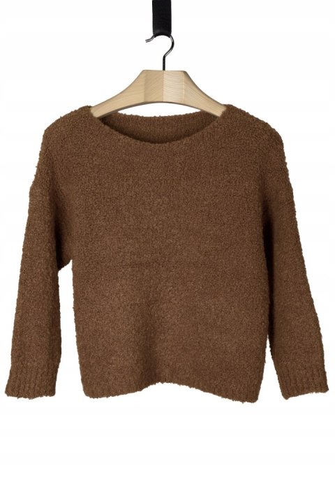 Niepowtarzalny mięciutki włoski sweter boucle z domieszką wełny one size