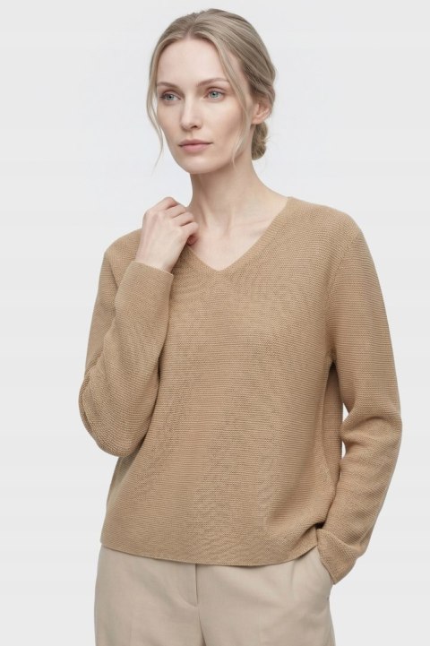 UNIQLO bezszwowy sweter bawełna luźny krój camelowy kolor S
