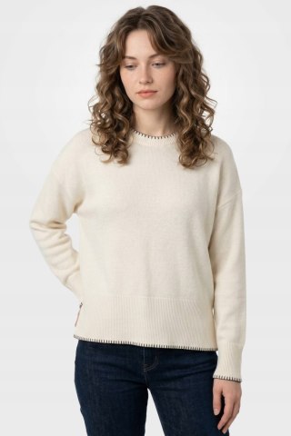WHITE LABEL mięciutki sweter wełna kaszmir porcelanowy kolor XL