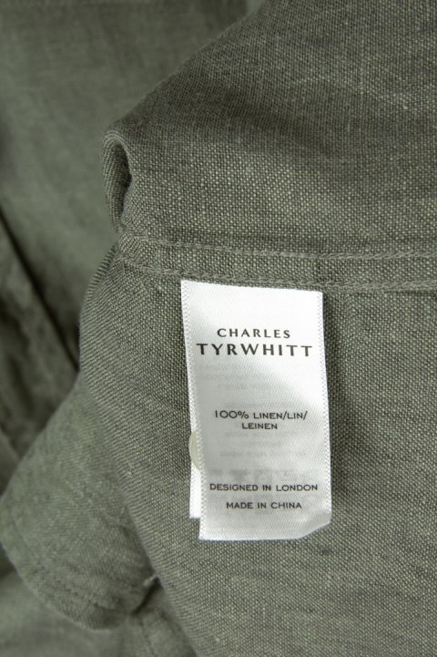 CHARLES TYRWHITT mięciutka koszula szlachetny len kolor khaki M