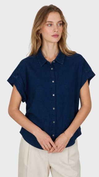 CLOSED wyjątkowa bluzka koszulowa szlachetny len bawełna denim L