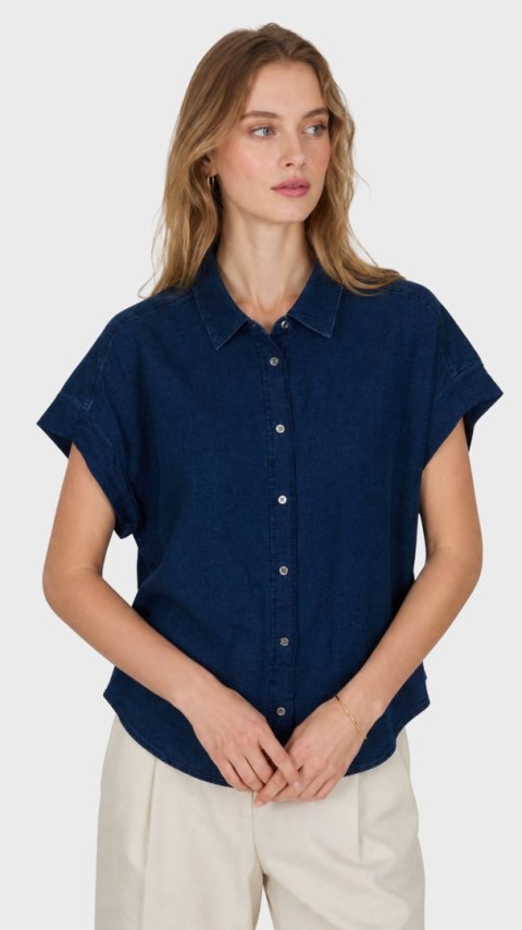 CLOSED wyjątkowa bluzka koszulowa szlachetny len bawełna denim L