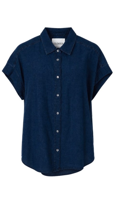 CLOSED wyjątkowa bluzka koszulowa szlachetny len bawełna denim L