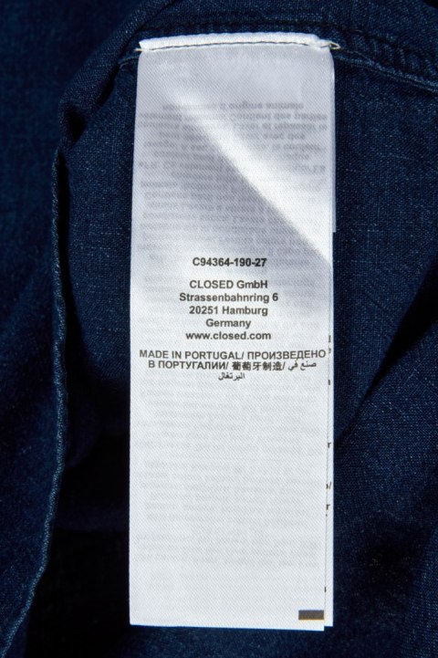 CLOSED wyjątkowa bluzka koszulowa szlachetny len bawełna denim L