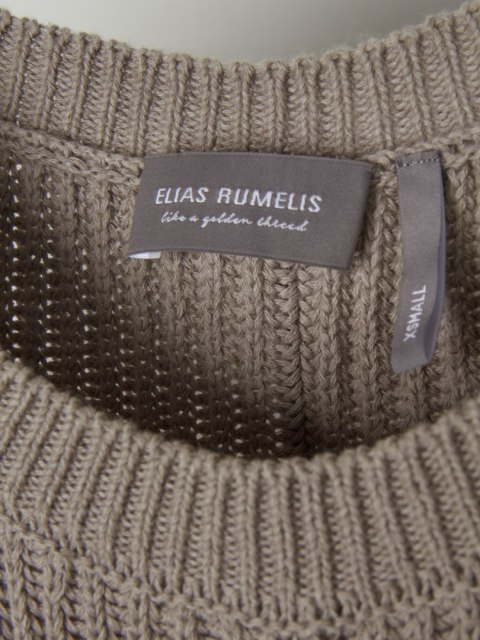 ELIAS RUMELIS sweter kamizelka jasny kakaowy kolor bawełna len XS/S/M