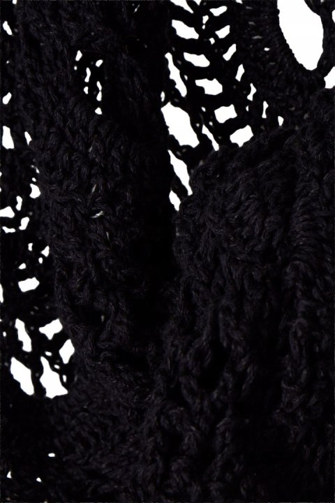 Fenomenalna czarna ogromna chusta narzutka hand made szydełkowe rękodzieło