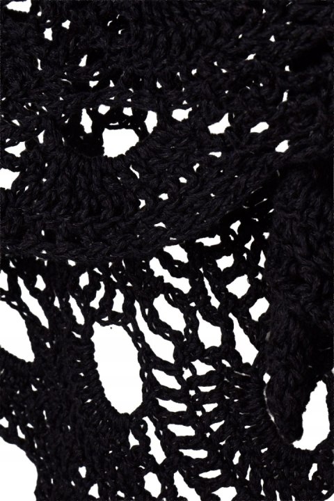 Fenomenalna czarna ogromna chusta narzutka hand made szydełkowe rękodzieło